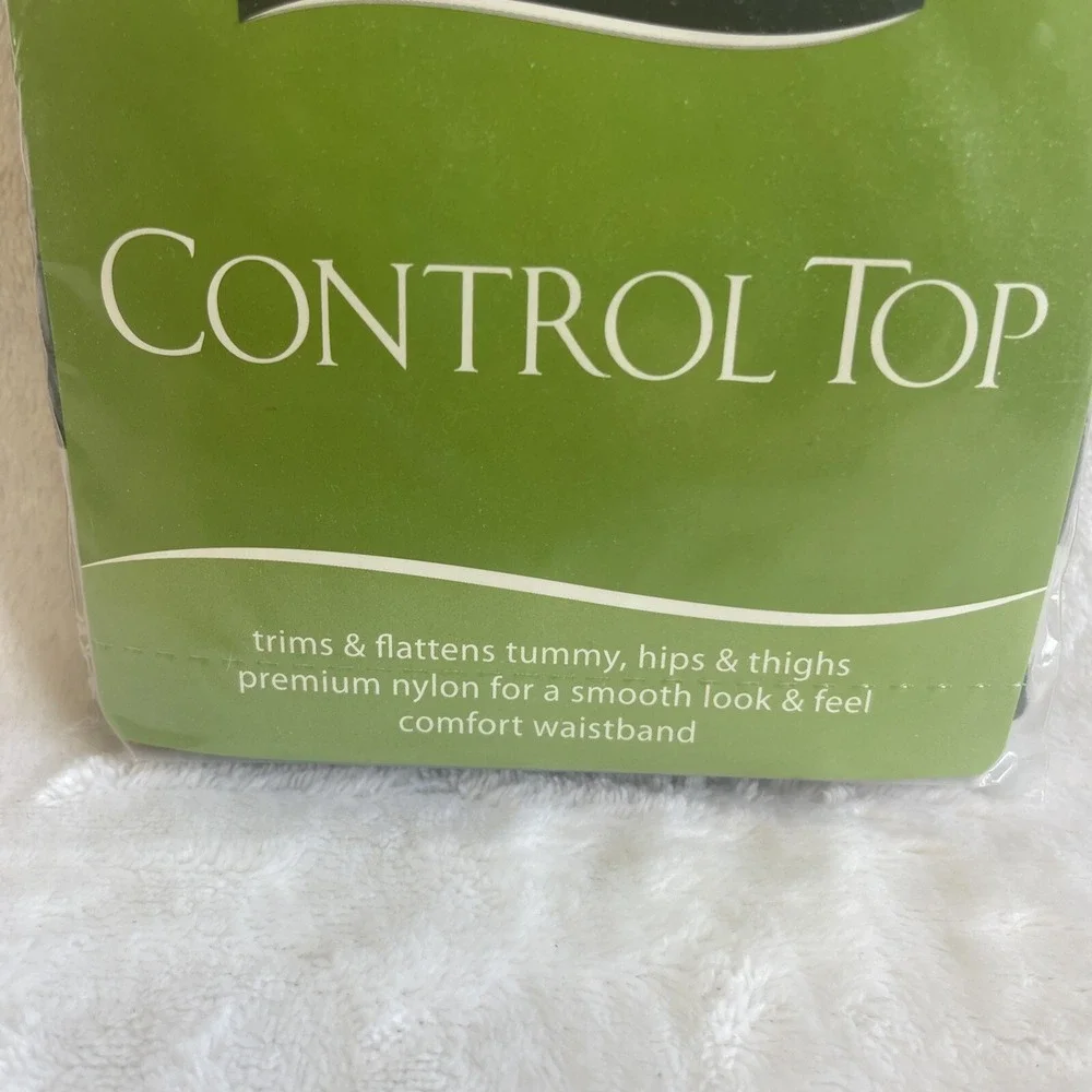 No Nonsense Control Top Off Black Sheer Toe Pantyhose Size B‎ M43 New